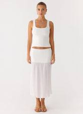 Connect My Heart Midi Skirt White