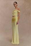 Irene Gathered Knit Maxi Skirt Lemon