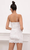 Lace Bodycon Velvet Dress In White