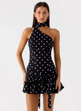 Belina Scarf Mini Dress Black Polkadot