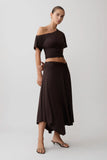 Luu Slinky Midi Skirt Dark Chocolate
