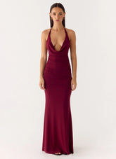 Eyes Closed Maxi Dress Dark Cherry