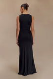 Beck Plunge Maxi Dress With Floral Hardware Black