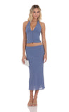Chiffon Midi Skirt in Powder Blue