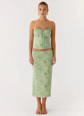 Bahama Low Rise Midi Skirt Blurred Lime