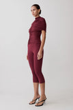 Blanca Stretch Crepe Capri Pants Mahogany