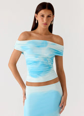 Moka Off Shoulder Top Blooming Blue