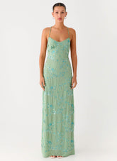 Vietta Sequin Cami Maxi Dress Mint