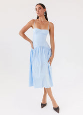 Yvette Corset Midi Dress Blue