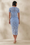 Aisling Powder Blue Lace Midi Skirt