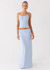 Like A Flower Maxi Skirt Baby Blue