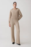 Evan Knit Wide Leg Pants Beige Marle