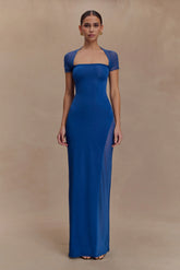 Wyatt Slinky And Mesh Maxi Dress Cobalt Blue