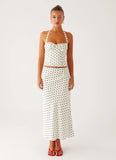 Breanne Midi Skirt White Polka Dot