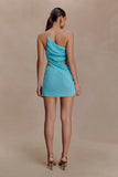 Corah Drape Knit Top Cyan Blue
