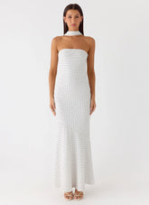 Under The Pagoda Maxi Dress White Polkadot