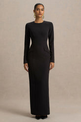 Vaila Black Crew Neck Maxi Dress