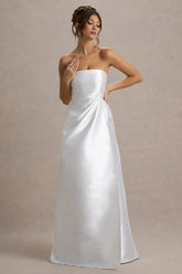 Universe White Bandeau Split Puff Skirt Maxi Dress