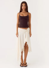 Abeda Asymmetrical Midi Skirt Ivory