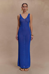 Ari Tape Yarn Knit Maxi Dress Cobalt Blue