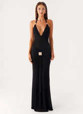 Miyah Halter Hardware Maxi Dress Black