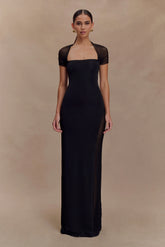 Wyatt Slinky And Mesh Maxi Dress Black