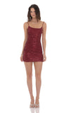 Sequin Bodycon Dress in Burgundy