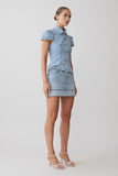 Bently Short Sleeve Denim Top Washed Light Blue