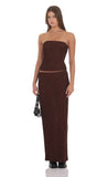 Textured Sheer Maxi Skirt in Brown