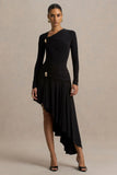 Alexia Black Asymmetric Neck Maxi Dress With Gold Details