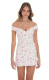 Off Shoulder Lace Floral Dress in White