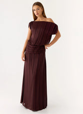 Rexi One Shoulder Maxi Dress Aubergine Gleam