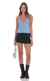 Pleated Babydoll Top in Light Blue