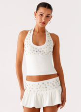Vegas Nights Halter Neck Top White