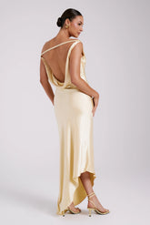 Yvette Slip Maxi Dress With Asymmetrical Hem Butter