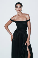 Coco Dropped Waist Maxi Dress Black