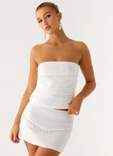 Perfect Celebrity Beaded Top White