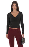 Plunge Cowl Neck Top in Black