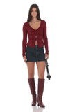 Double Twist Top in Burgundy