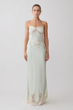 Nina Satin And Lace Maxi Skirt Sage