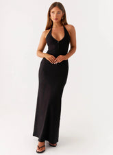 Yaselle Button Front Maxi Dress Black