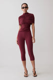 Blanca Stretch Crepe Capri Pants Mahogany