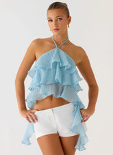 Inna Frill Halter Top Aqua