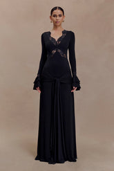 Electra Slinky Lace Maxi Dress Black