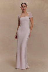 Wyatt Slinky And Mesh Maxi Dress Pale Pink