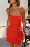 Beau Red Stripe Tie Mini Dress