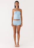 Bonita Button Mini Shorts Pale Blue