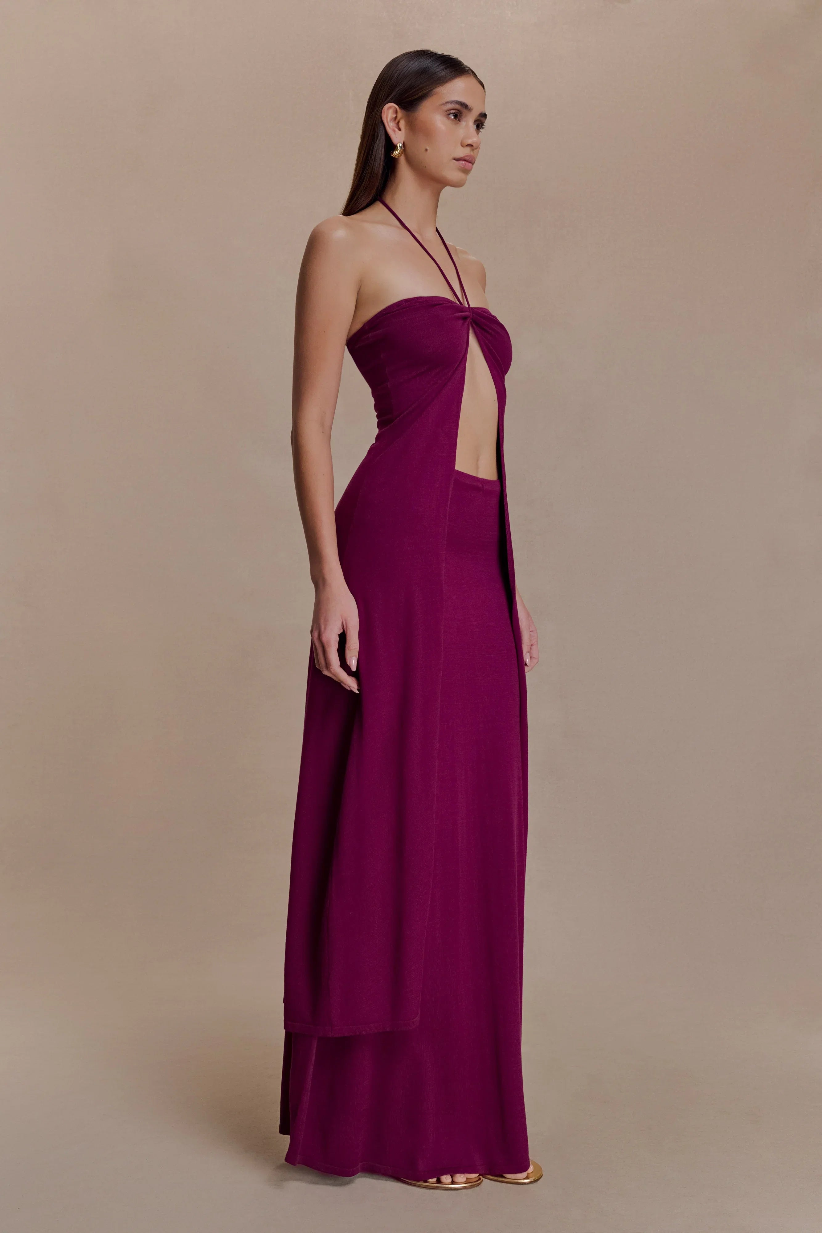 Martiena Knit Maxi Skirt Plum