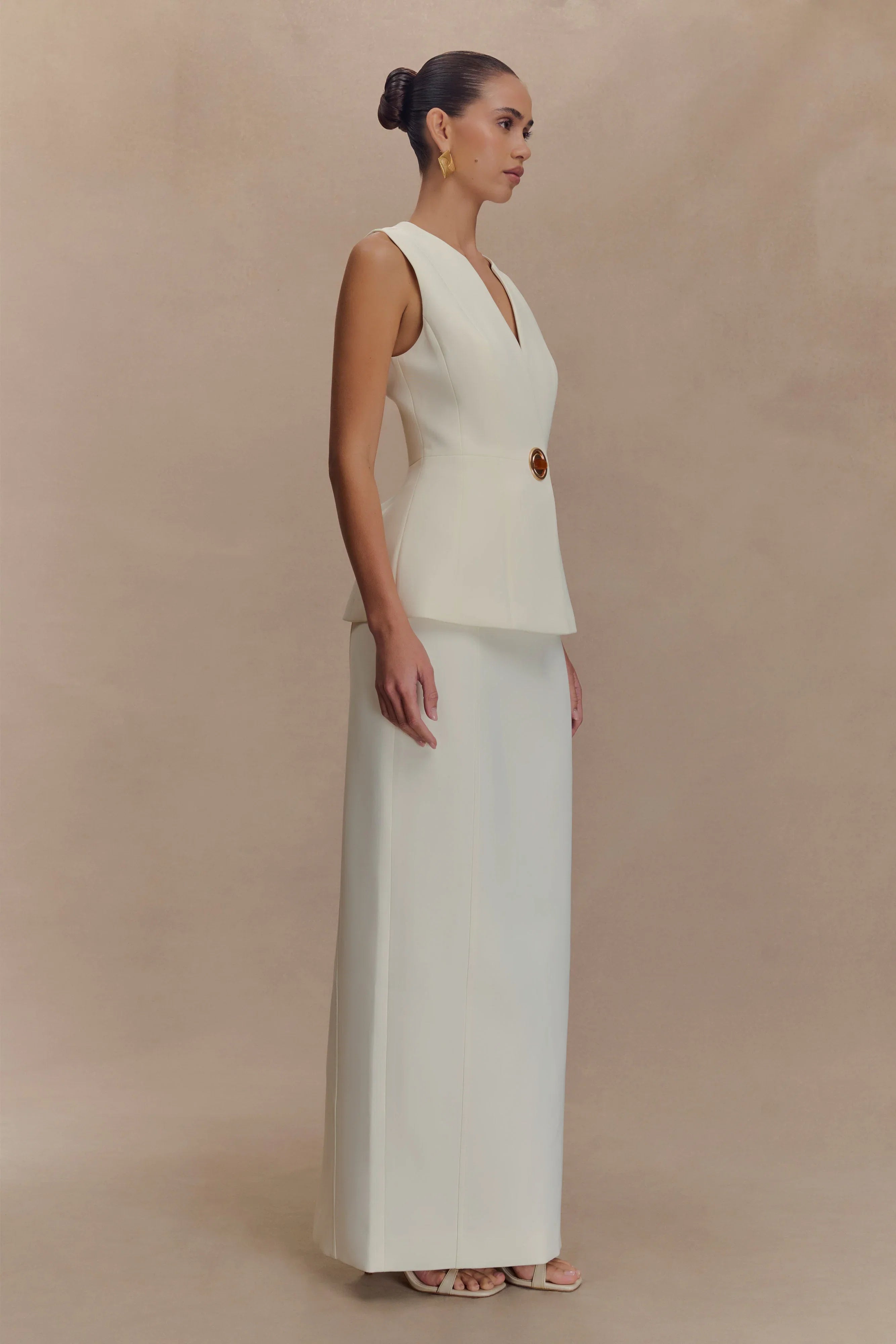 Angelie Suiting Vest Top Ivory