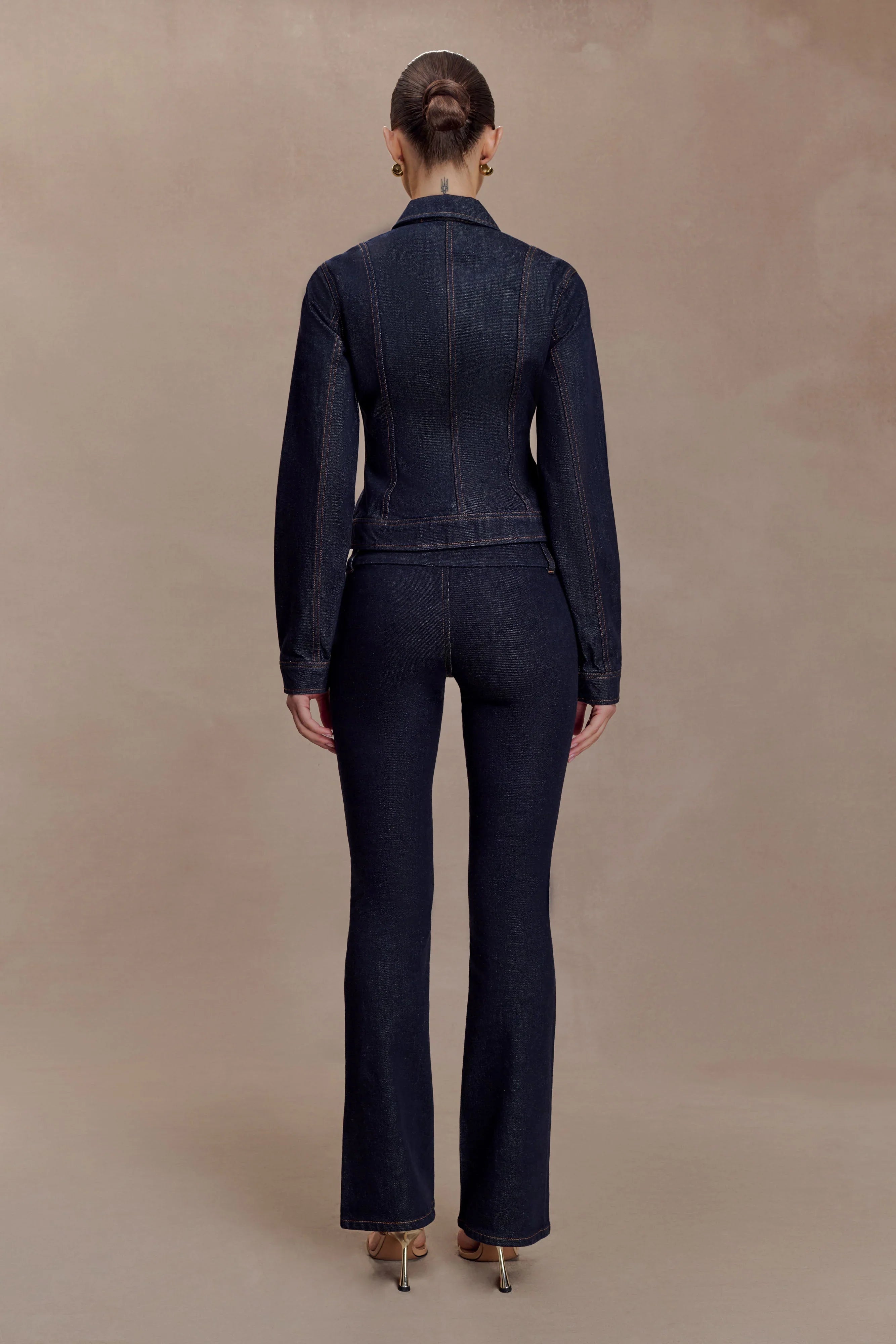 Cierra Cinched Jacket Top Washed Indigo Blue